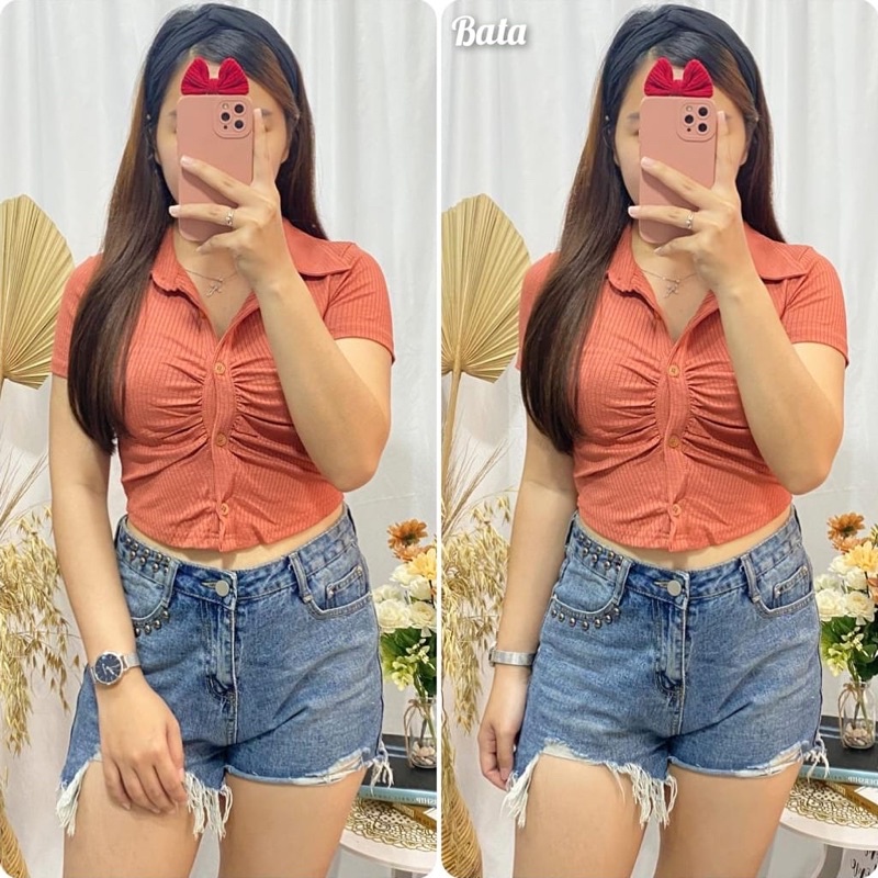 GLIVEO (COD) - KAOS CROP KERAH POLOS RIB ADEM / CROP TOP WANITA TERBARU/ KAOS CROP SEXY / KAOS KERAH