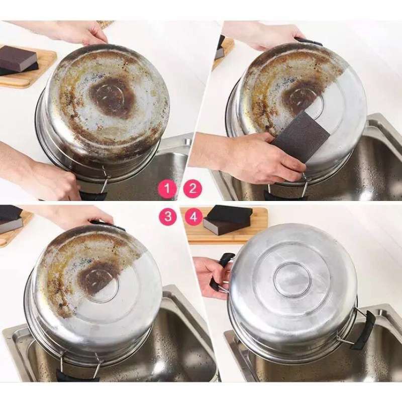 Spons Cuci Piring Ukuran Besar Nano Magic Spons Pembersih Kerak Panci Sponge Penghilang Kerak dan Noda Tanpa Deterjen