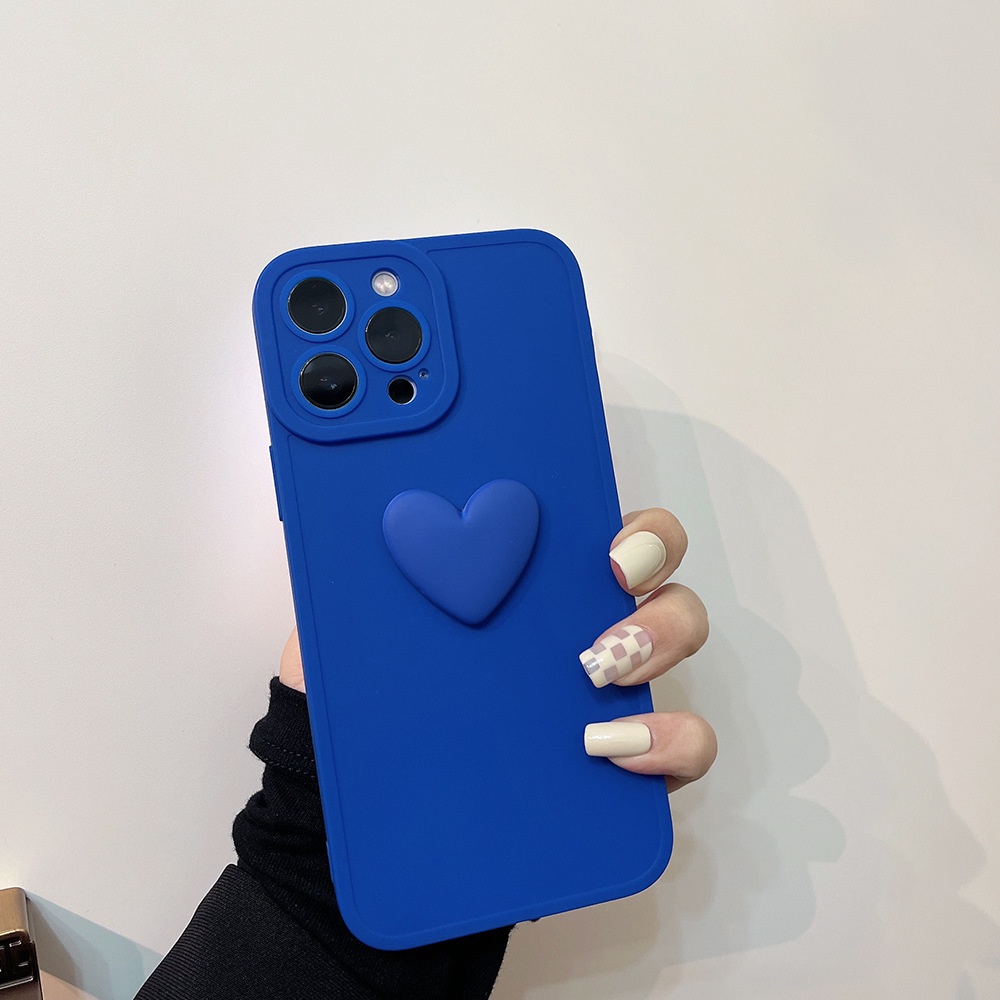 Soft Case Silikon Motif Klein Blue Heart 3D Untuk Iphone 7 8 PLUS X XR XS 11 12 13 MINI PRO MAX SE 2020