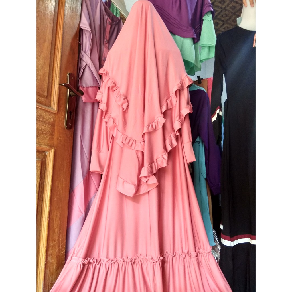 Gamis Jersey set syari gita super set khimar adem jersi busana muslim khimar rempel  susun antem