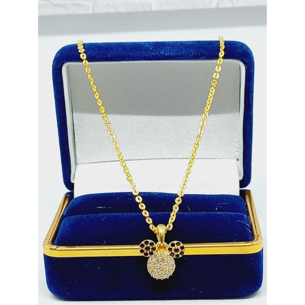 Kalung nori ukir anak +liontin mickey mp/kalung perak asli silver925 lapis emas/kalung fashion anak