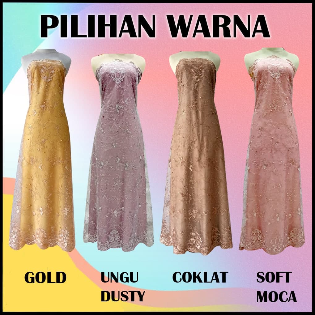 Bahan bakal brukat tile mutiara baju kebaya kurung melayu meteran