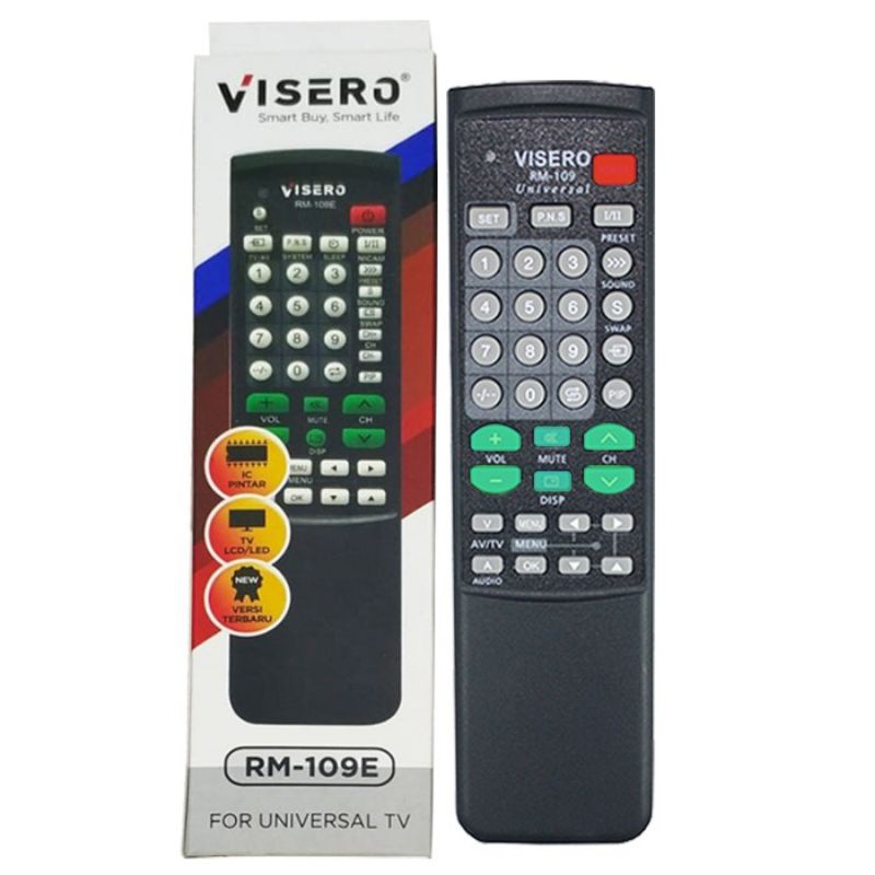 Remot Universal Remote Multi TV Tabung Visero RM-109E Kode Multy  Semua Merk Tv Bisa