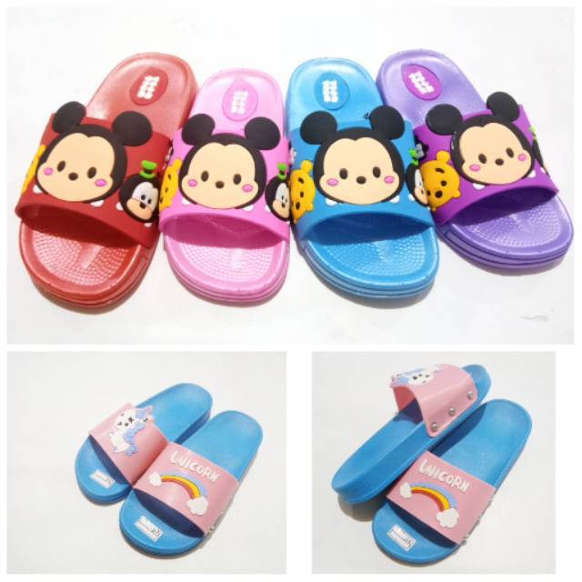  Sandal  slop anak cewek perempuan karet  premium karakter 