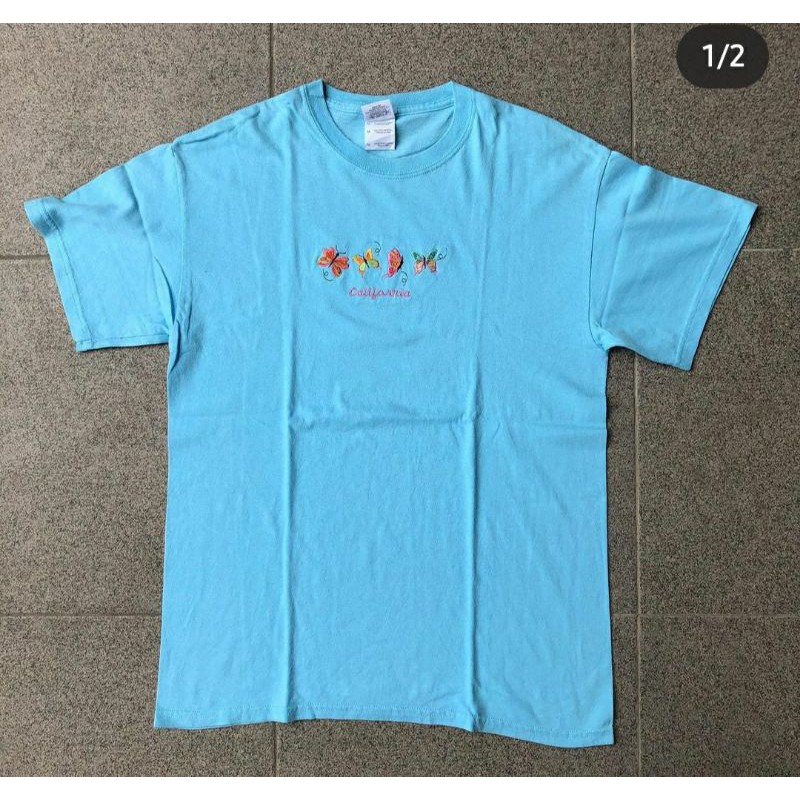 KAOS VINTAGE SECOND KAOS UNISEX BUTTERFLY CALIFORNIA PAKAIAN PRIA ATASAN BAJU VINTAGE