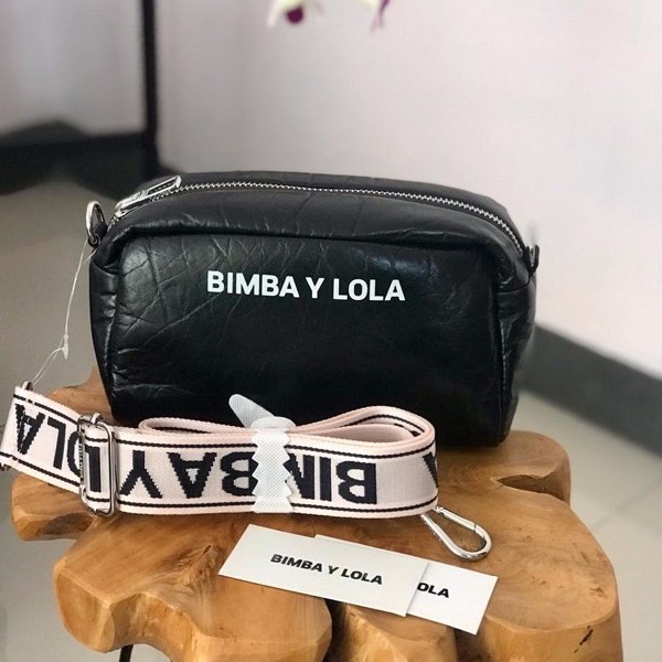 READY STOCK Bimba Y Lola tas selempang authentic leather kulit black small hitam strap light pink