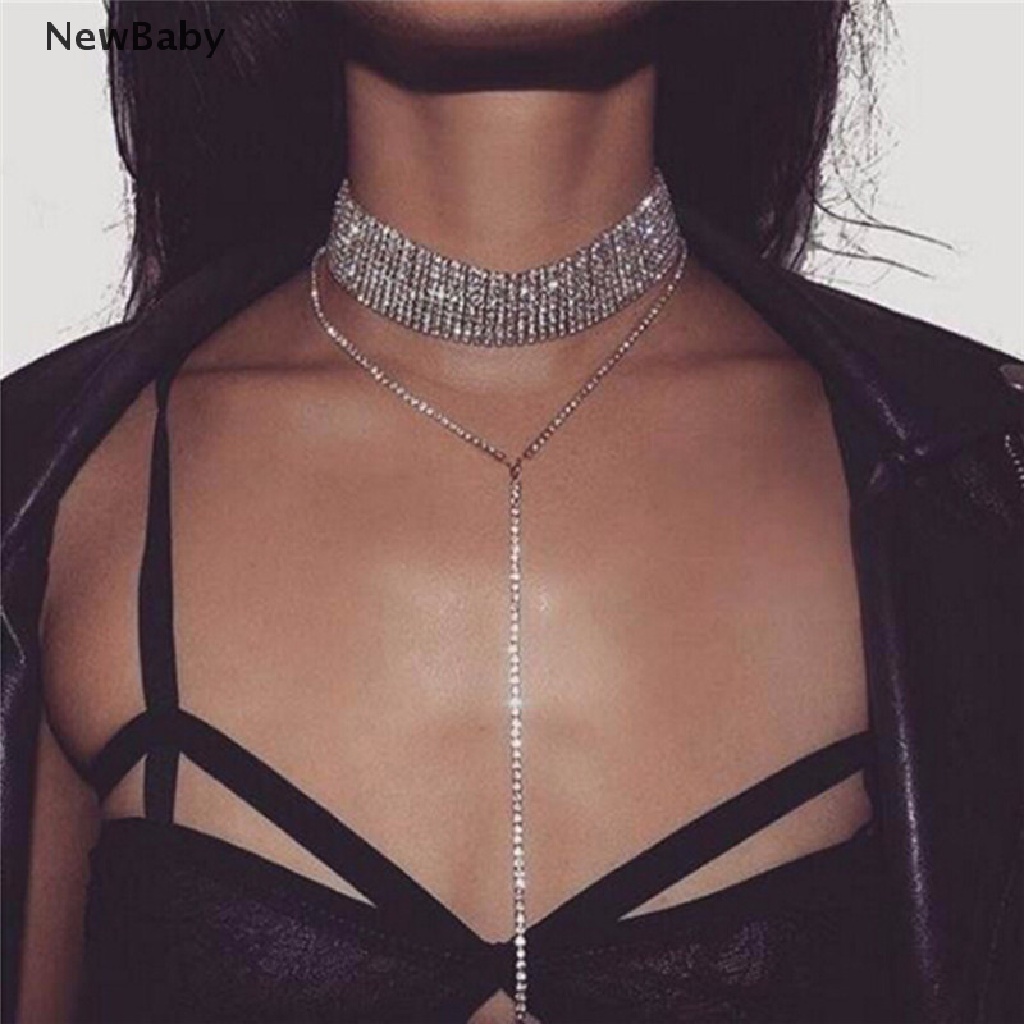 NewBaby Fashion Women Clavicle Necklace Rhinestone Pendant Chain Choker Collar Jewelry ID