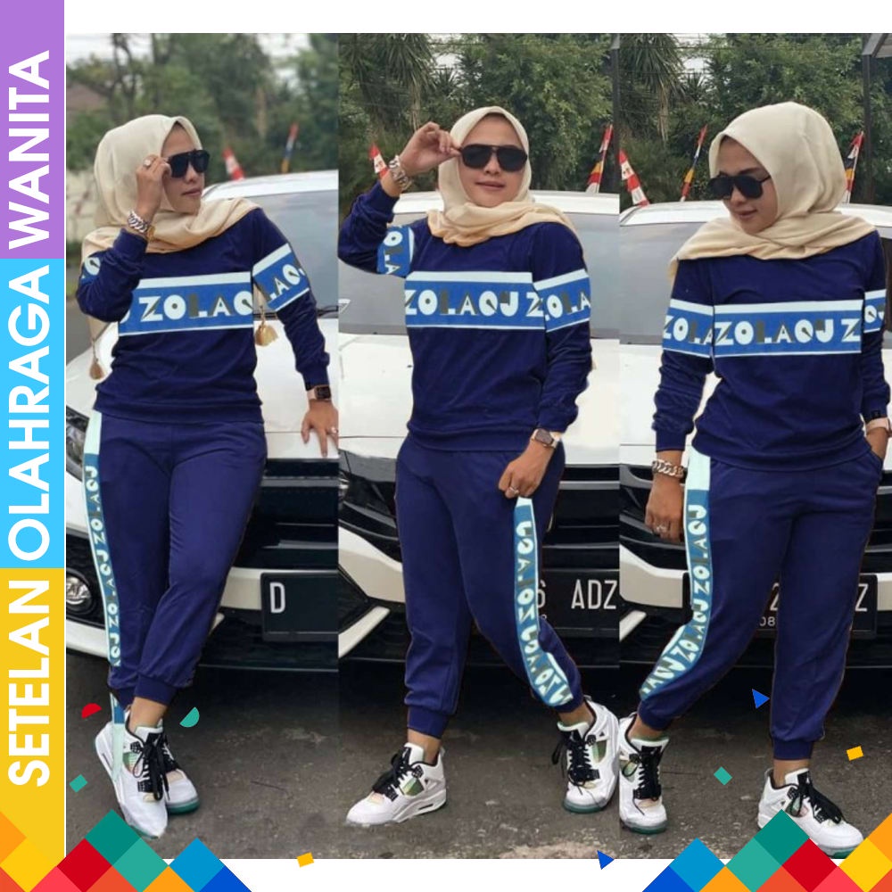 Setelan Olahraga Wanita Baju Olahraga Wanita Muslim Setelan Senam Sepeda Gowes Wanita PEACH ABU Lo