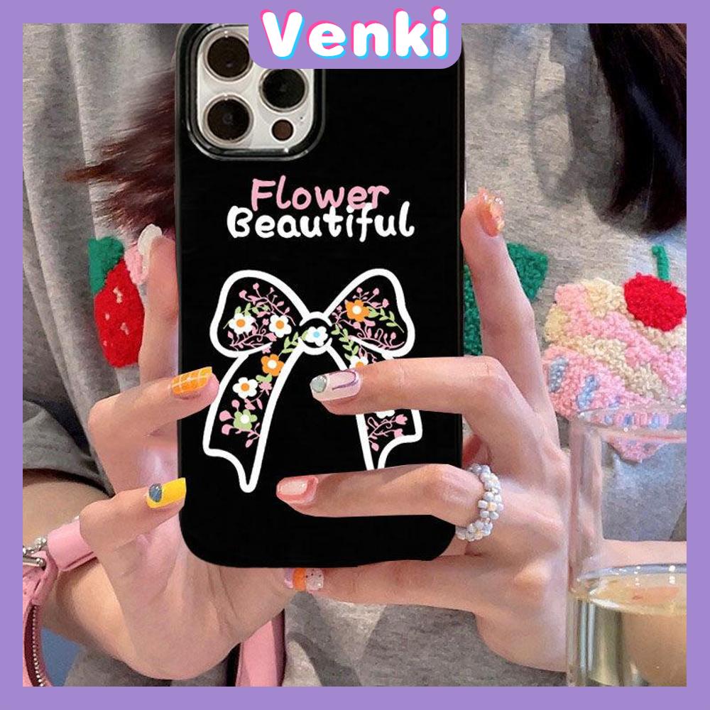 iPhone Case Silicone Soft Case Black TPU Glossy Big Hole Camera Protection Shockproof Floral Bow For iPhone 13 Pro Max iPhone 12 Pro Max iPhone 11 Pro Max iPhone 7 Plus iPhone x xr