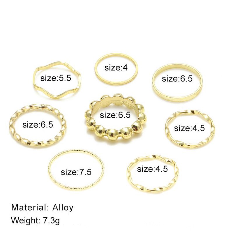 [ACKER] 8 Buah/Set Hip-hop Emas Gaya Korea Cincin Logam Set Untuk Wanita