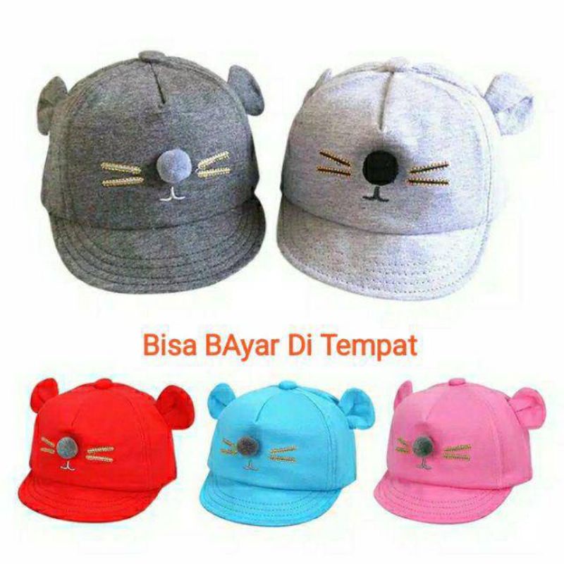 Topi Baseball Unisex  Topi anak bahan katun lembut tebel bayi laki laki perempuan karakter kucing / baby hat