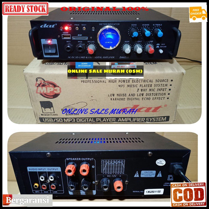 G426 ORI 100% dat power ampli bluetoth amplifier karaoke mixer ac dc digital player echo mixing bluetoot bluetot blutut USB MP3 audio sound system AC DC profesional pro aux dj vocal vokal channel chanel  MAXSIMAL SPEAKER PASIF UKURAN BISA.SAMPAI 12 INCI S