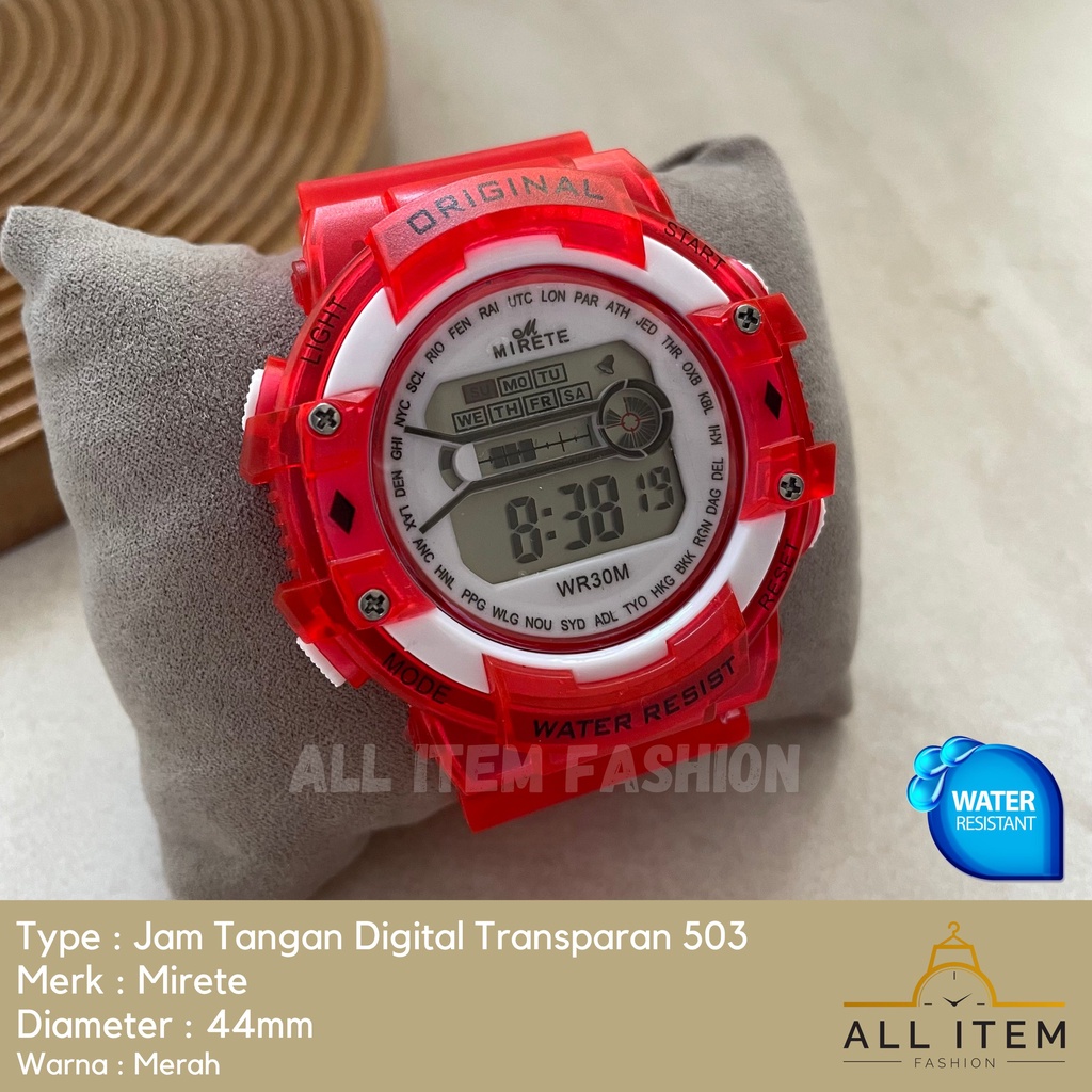 COD✅ Jam Tangan Digital Transparan Bulat Mirete 503 / Sport Watch / Jam Fashion