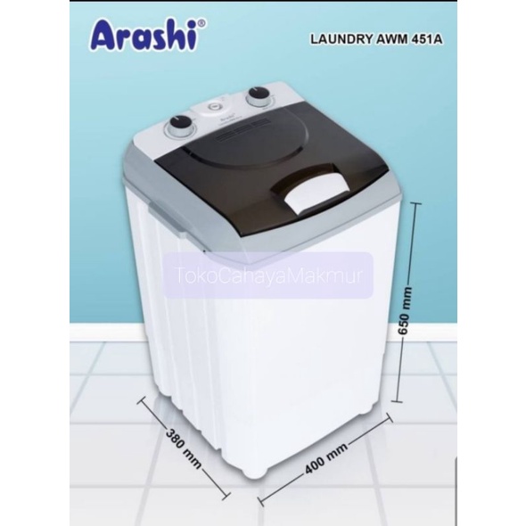 Arashi Washing Machine Portable AWM 451A - Mesin Cuci Portable Laundry