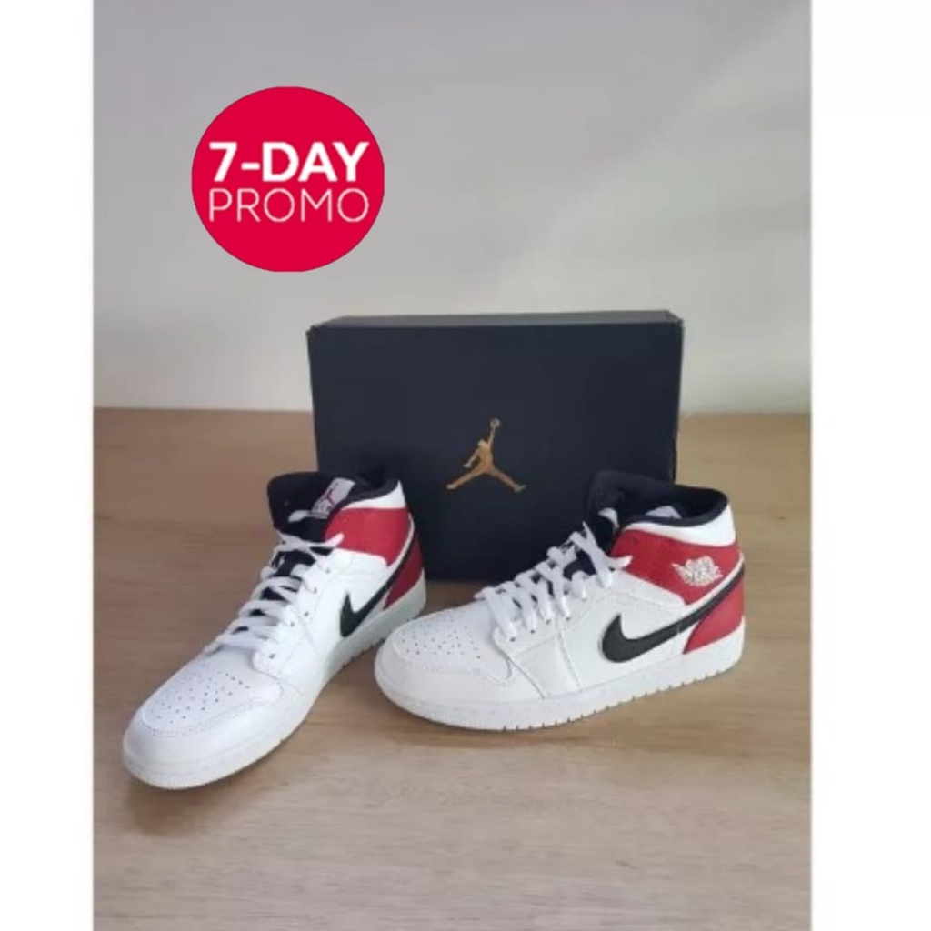 BNIB Jordan 1 Mid White Black Gym Red sepatu