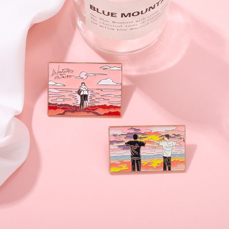 Bros Enamel Desain Kartun BL Landscape Photo Untuk Aksesoris Pakaian