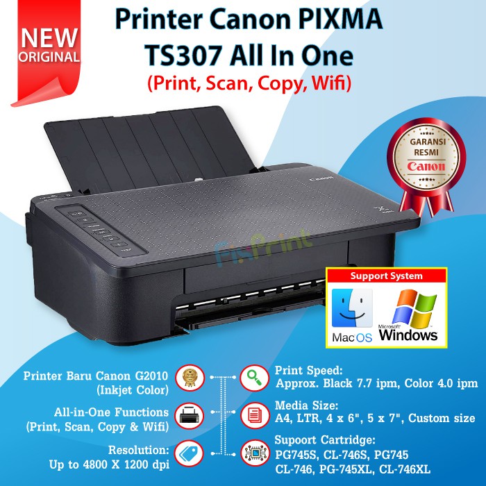 Printer Canon PIXMA Ts307 Ts 307 Print Copy Wireless Direct