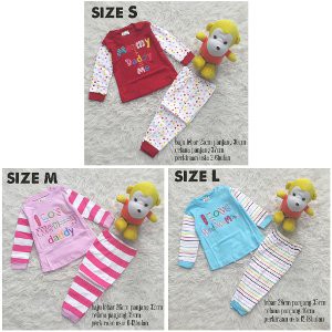Baju Tidur Piyama Setelan Kaos Panjang Anak Bayi Perempuan Mommy Dad Asli