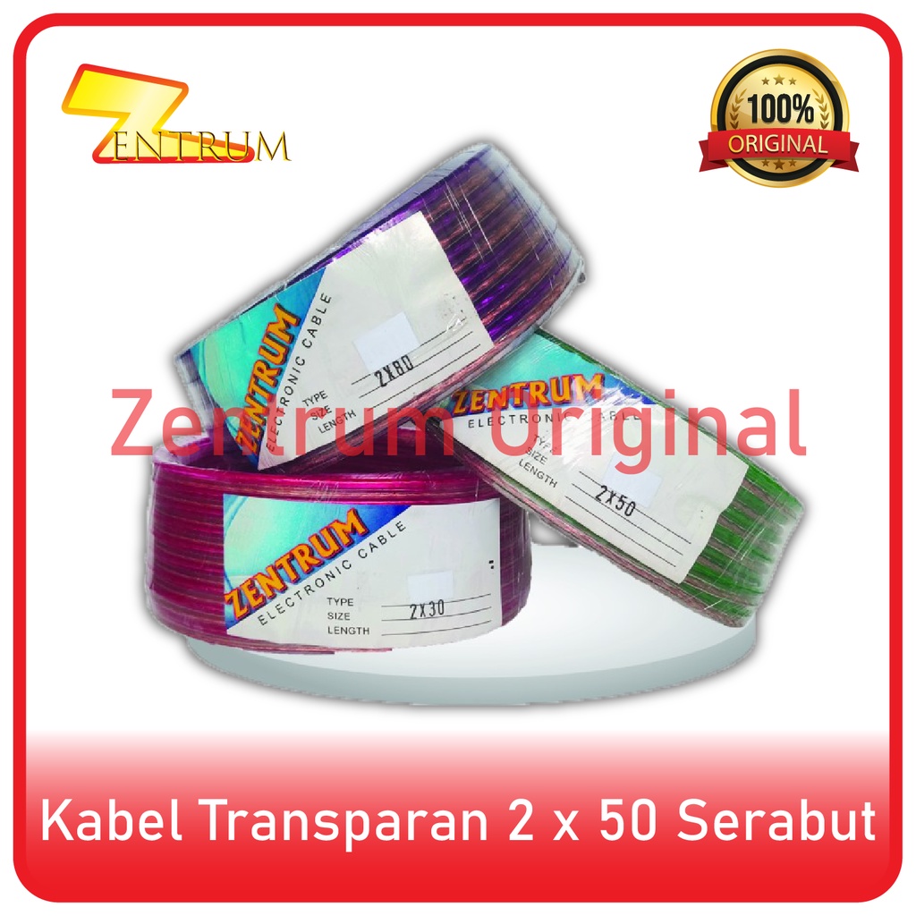 Kabel Listrik Transparant 2 x 50 SERABUT (15 Yard) BAHAN SUPER