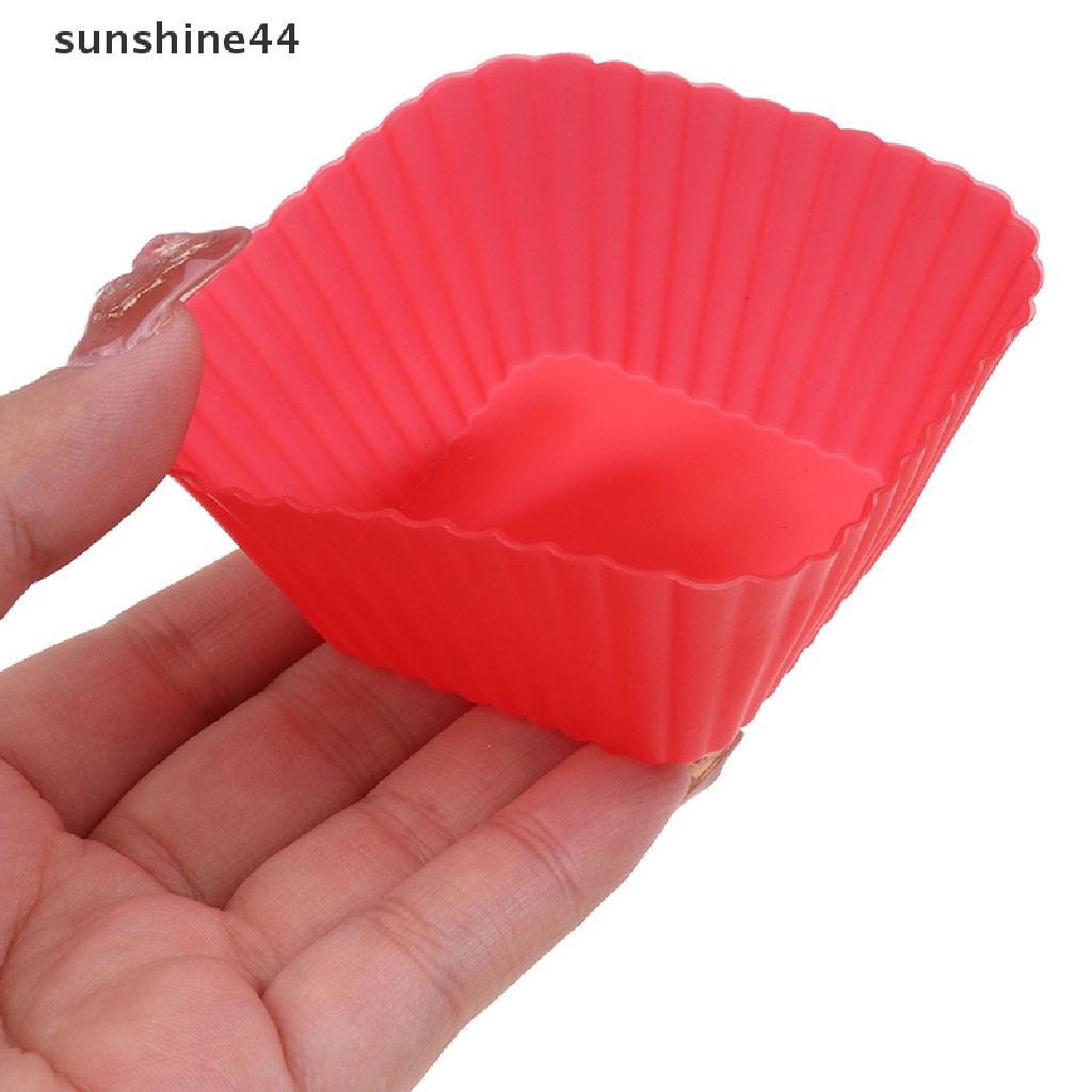 Sunshine 1 / 6Pcs Cetakan Jelly / Puding / Muffin Bentuk Kotak Bahan Silikon Ukuran 7cm