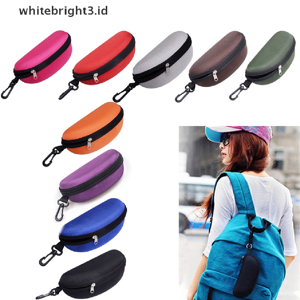 (whitebright3.id) Hard Case Pelindung Kacamata Hitam Portable Dengan Resleting