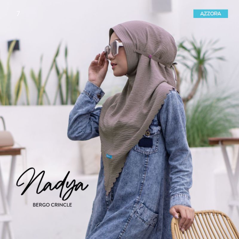 jilbab bergo crinkle Nadya free masker ORI AZZORA-Latte