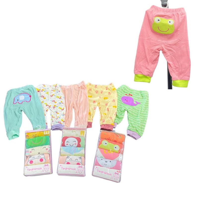 Celana Panjang Bayi Bordir 5in1 (isi 5pcs) Baby Pants Joger Baby 0-9 Bulan Import Premium Baju Bayi Newborn Boy Girl