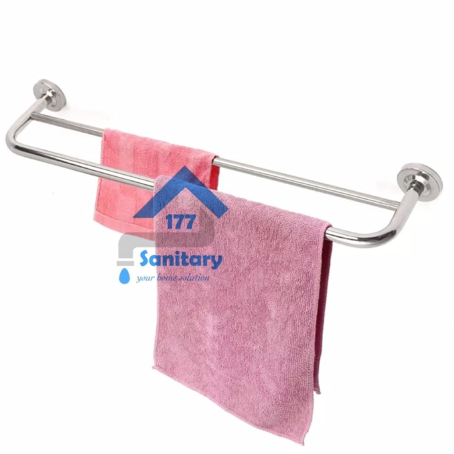 Rak Handuk 2 Susun Stainless 60cm HITAM 9602- Gantungan Tempat Handuk 60 Cm black towel rack