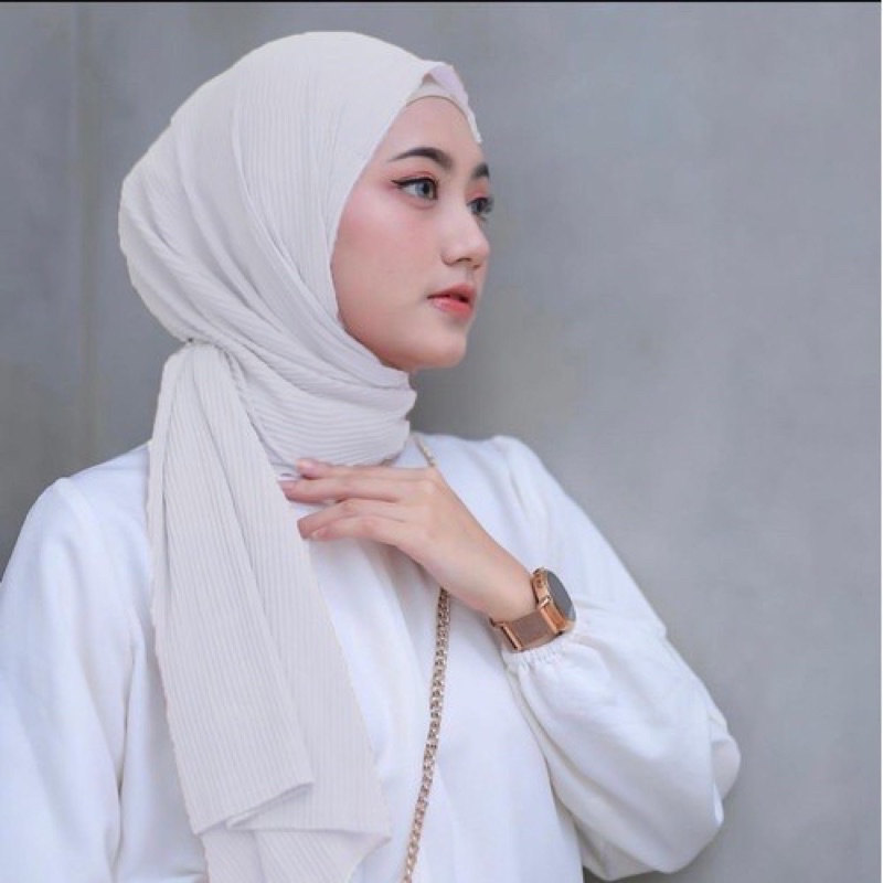 PREMIUM pashmina plisket full (tanpa lipatan tengah) hijab havana muslimah-5