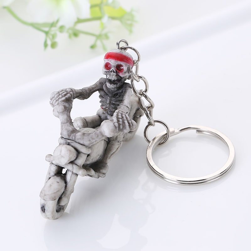 SIY  Creative Skull Skeleton Motorcycle Pendant Key Chain Keyring Keyfob Strange Gift