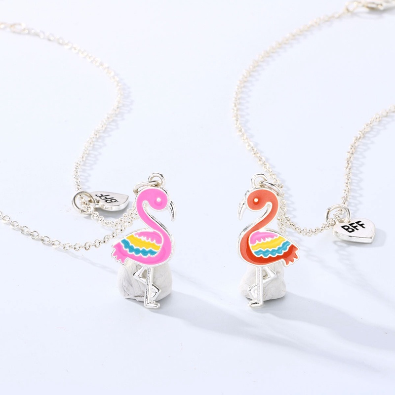 1 Pasang Kalung Dengan Liontin Flamingo Magnetik Untuk Pria Dan Wanita