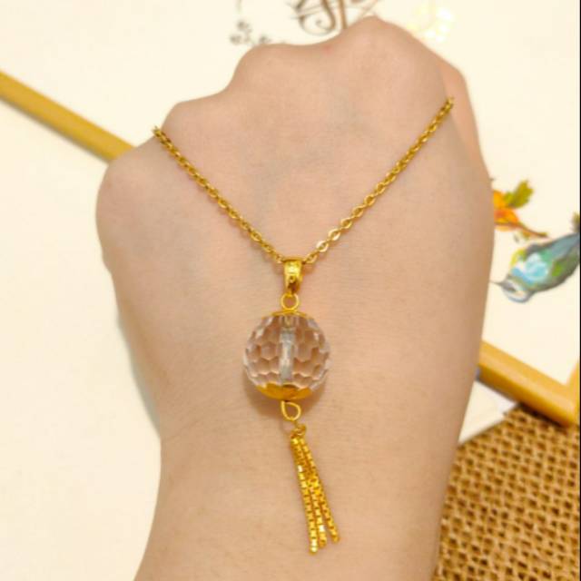 Necklace Pendant Cristal Ball Jewellery Gold Shop Kalung Emas asli