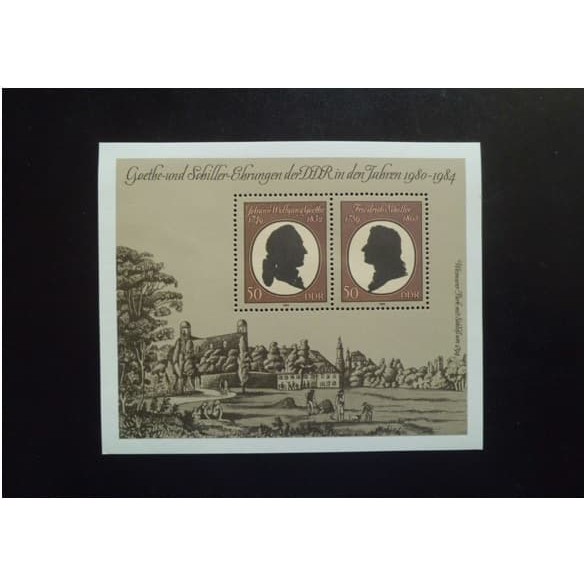 

GERMANY DDR - 1982 GOETHE SCHILLER AWARD PORTRAIT SHEET STAMPS .