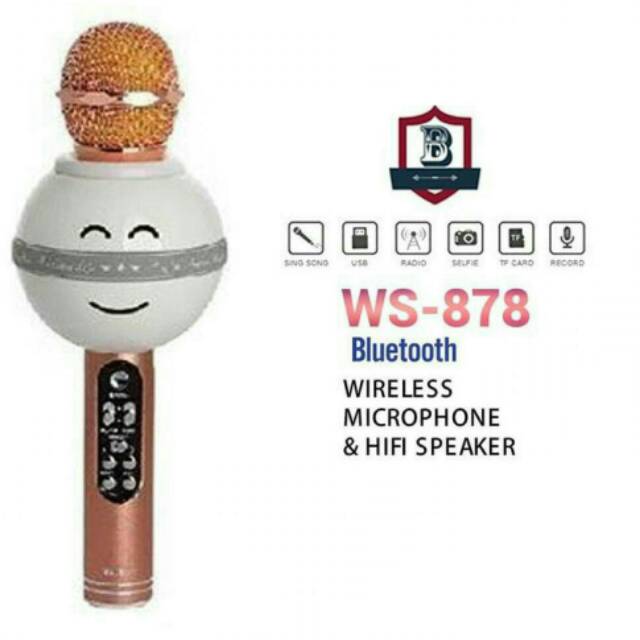 MIC BLUETOOTH ORIGINAL FLECO WS878/MICROPHONE HIFI SPEAKER SMULE WIRELESS/MIKROPON KARAOKE PORTABLE