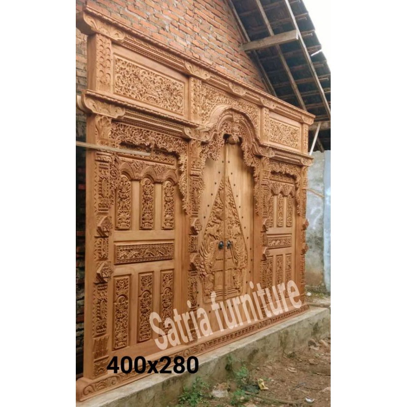gebyok 4meter kusen pintu ukir gebyok empat meter kayu jati/finising asli jepara jawa tengah