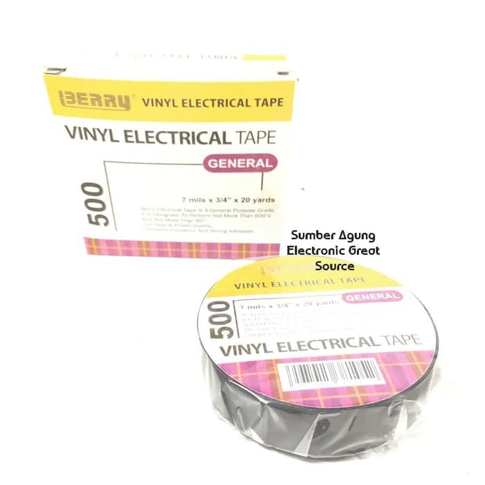 

Isolasi Listrik Hitam Merk Berry 7mils 3/4inch 20yards Solasi Hitam Ka