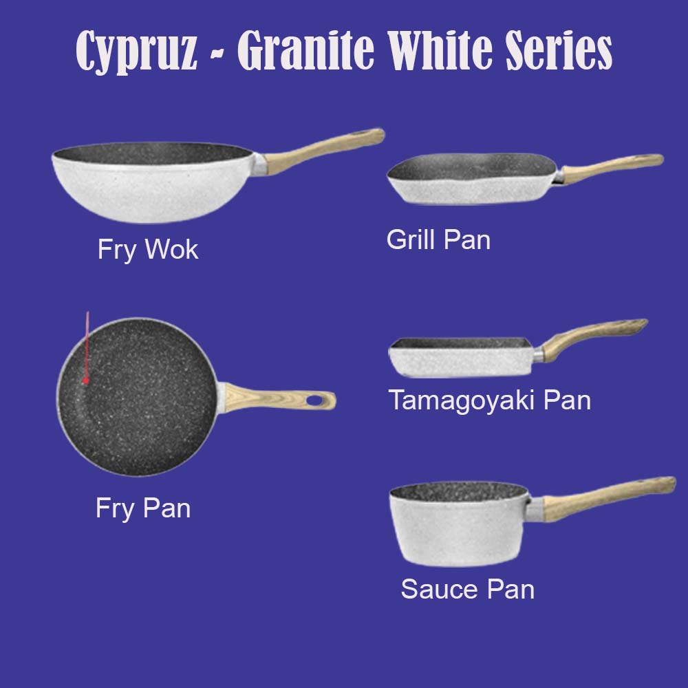 Cypruz Granite Fry Pan - White Granite Series