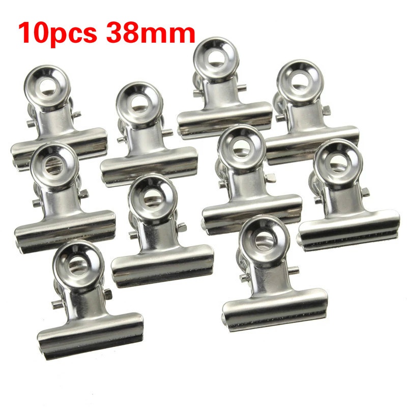 10pcs 38mm Round Stainless Steel Clips Paper Documents Organizer Binder Clip School Office Accessories