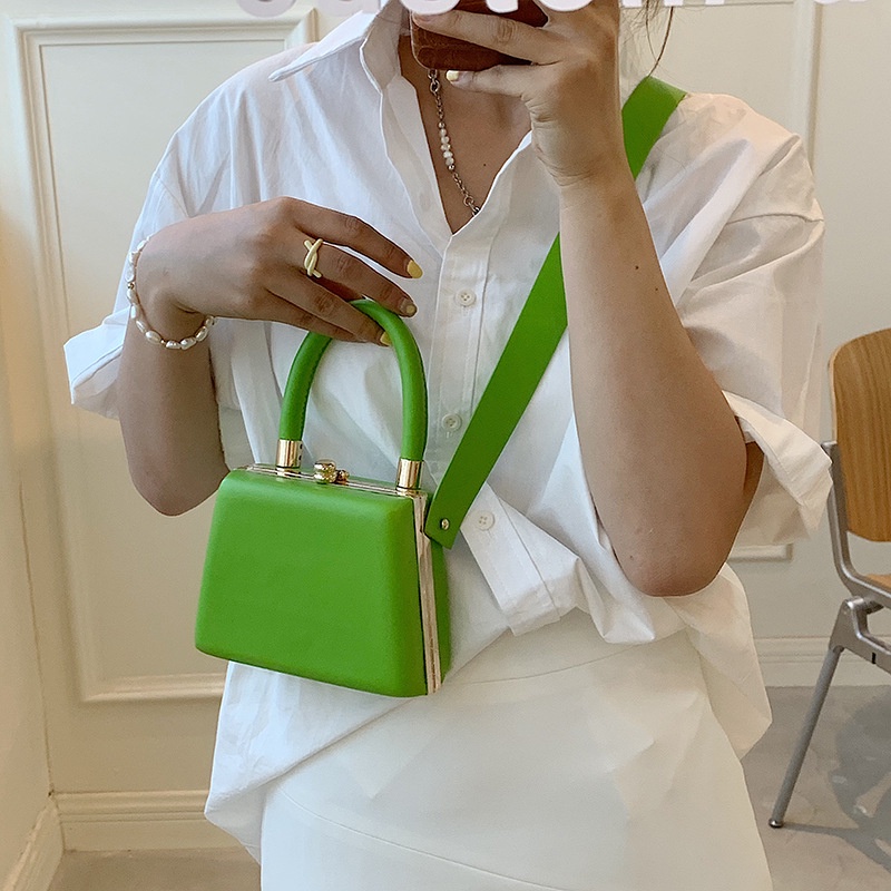 Mini Tas Tangan Jepang Wanita Cewek Warna Polos Tutup Magnet