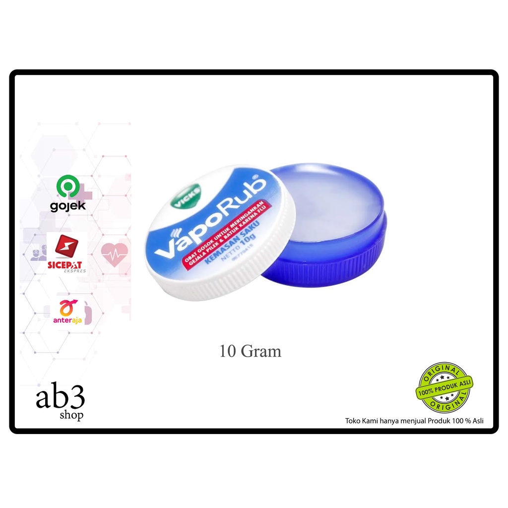 VICKS VAPORUB 10 GR / VICK 10GR / RINGANKAN PILEK BATUK DAN FLU ANAK