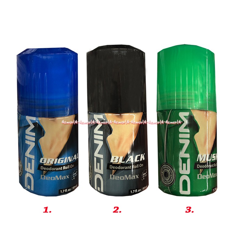 Denim Original Black Musk Deodorant Roll on Deomax 50ml Deodorant Pria Dennim Deo Max