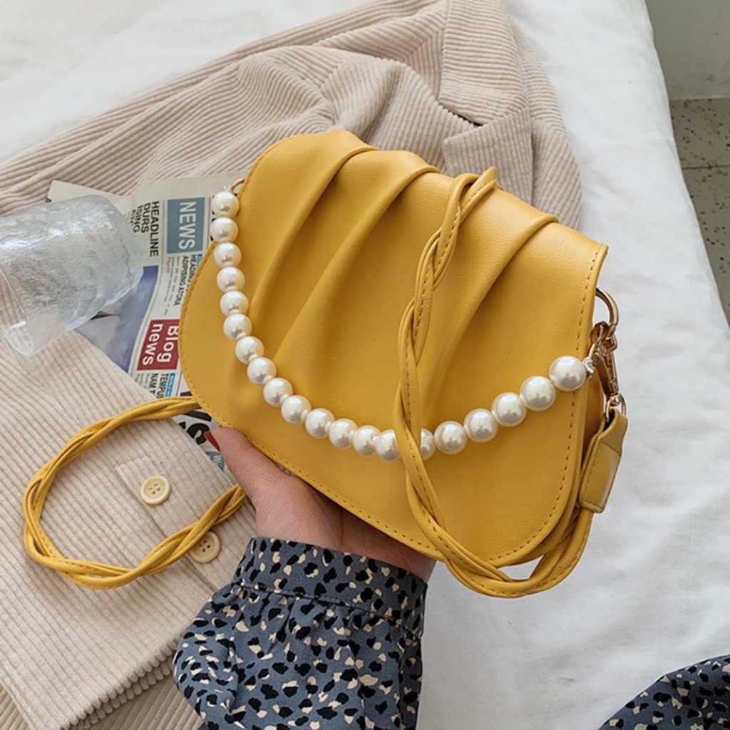 BQ 3129 RISCE TAS SELEMPANG IMPORT WANITA CEWEK PEREMPUAN JAKARTA BATAM TALI MUTIARA