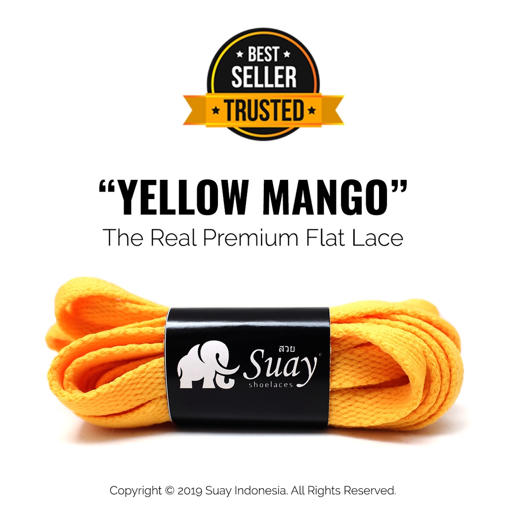 Tali Sepatu Gepeng Kuning Mangga (FLAT) Premium Shoelace Yellow Mango Surabaya