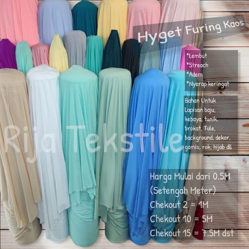 Bahan Kain Hyget Super Bahan Furing Kaos Lapisan