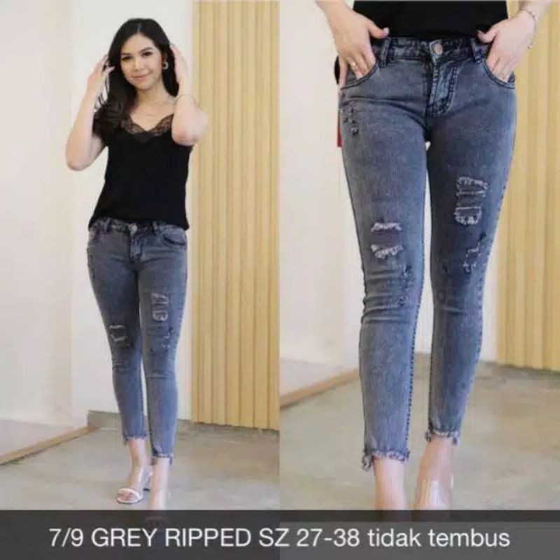  celana  jeans  sobek  bigsize jeans  ripped BLACK ACID tidak  