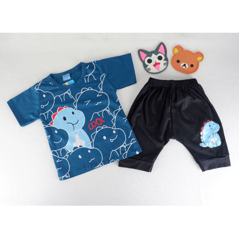 FASHION SETELAN BAJU ANAK BAYI COWOK 1-3 Tahun MOTIF DINO COTTON LEMBUT TIMMY KIDS