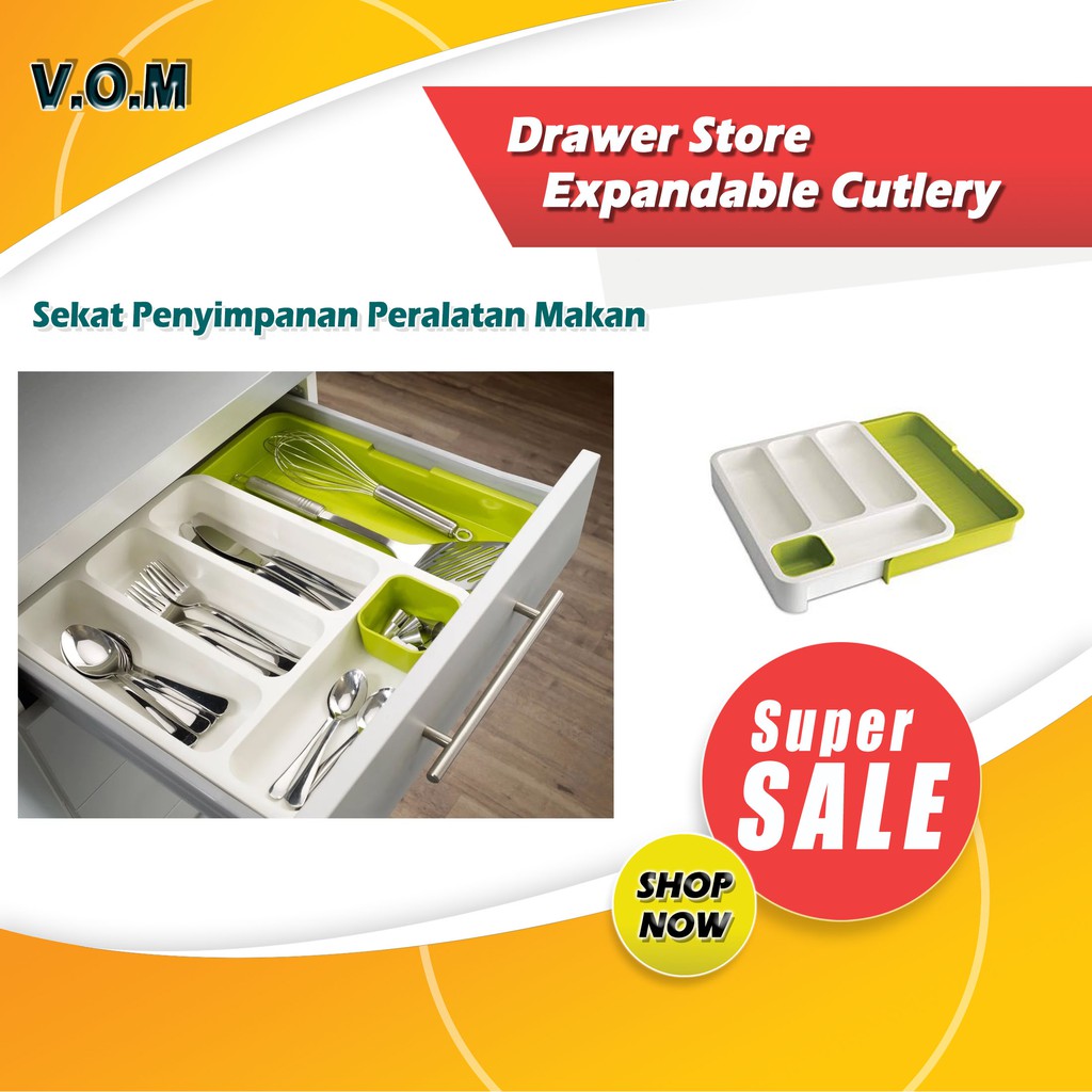 DrawerStore Expandable Cutlery Tray Sekat Laci Drawer Store 0500