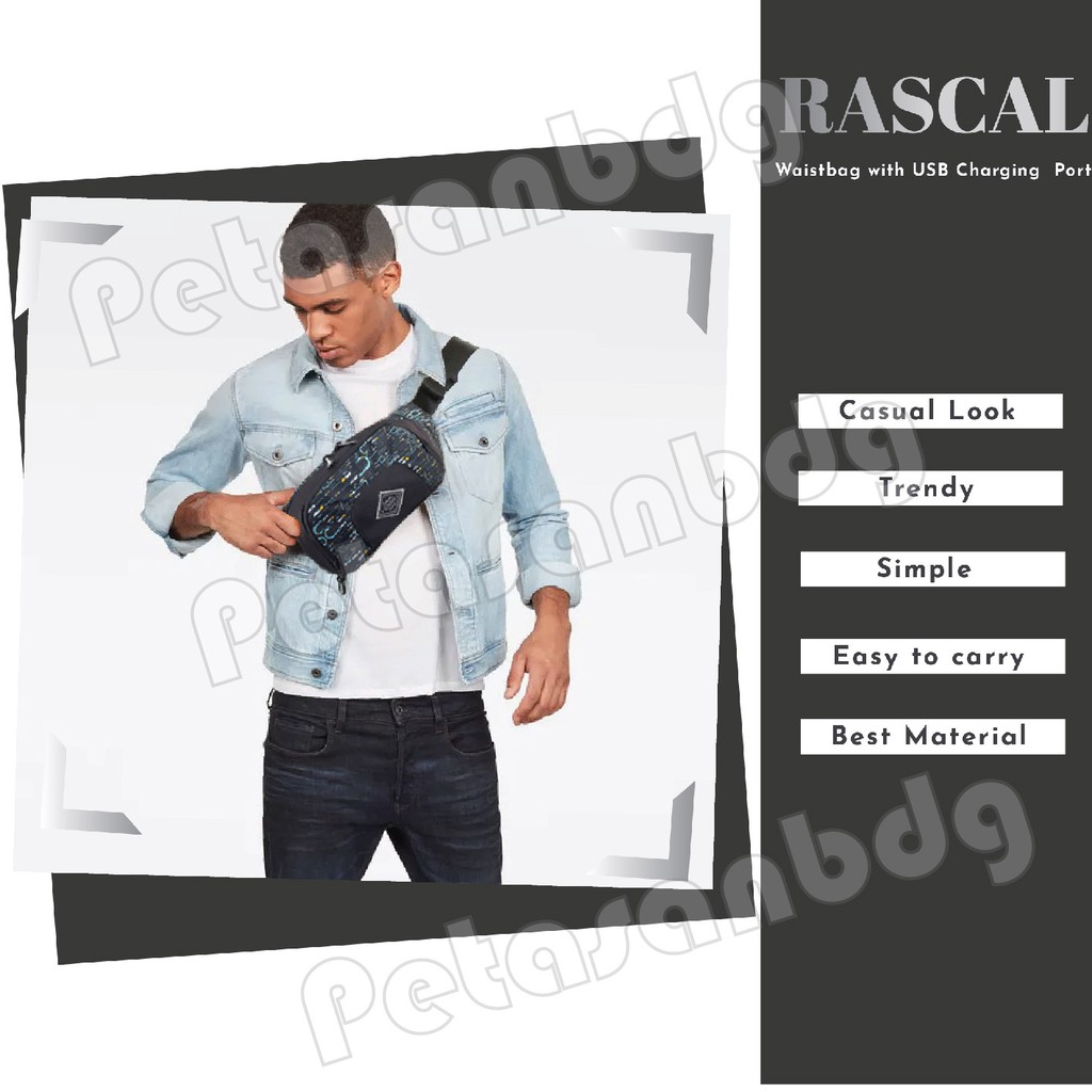 PTS - Gear Bag RASCL Port 13106 Waistbag WITH EARPHONE HOLE Tas Distro Crossbody Chest Man Tas Pinggang