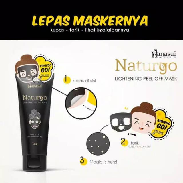 [ BPOM ] MASKER WAJAH PEMBERSIH KOMEDO JERAWAT NATURGO HANASUI TUBE BLACK MASK PEEL OFF ORIGINAL