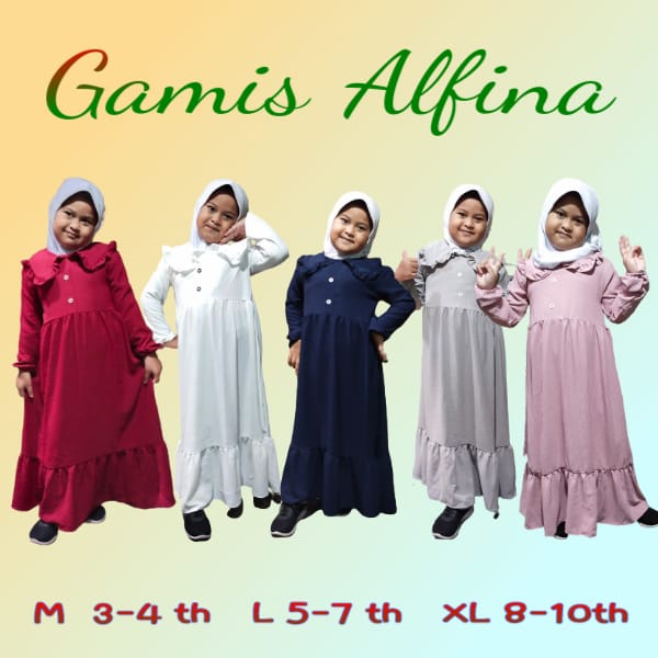 GAMIS ALFINA GAMIS ANAK RAYON CRINKLE AIRFLOW PREMIUM SIZE 4 7 10 TAHUN